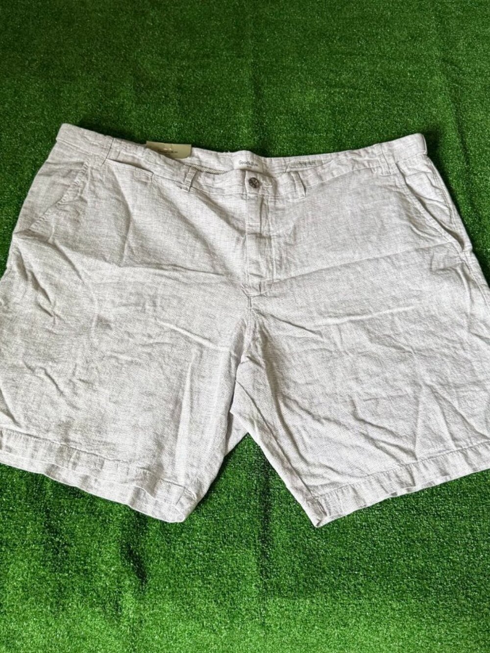 Goodfellow Active Waistband Linen Blend Flat Front 9" Casual Shorts Size 48 NEW
